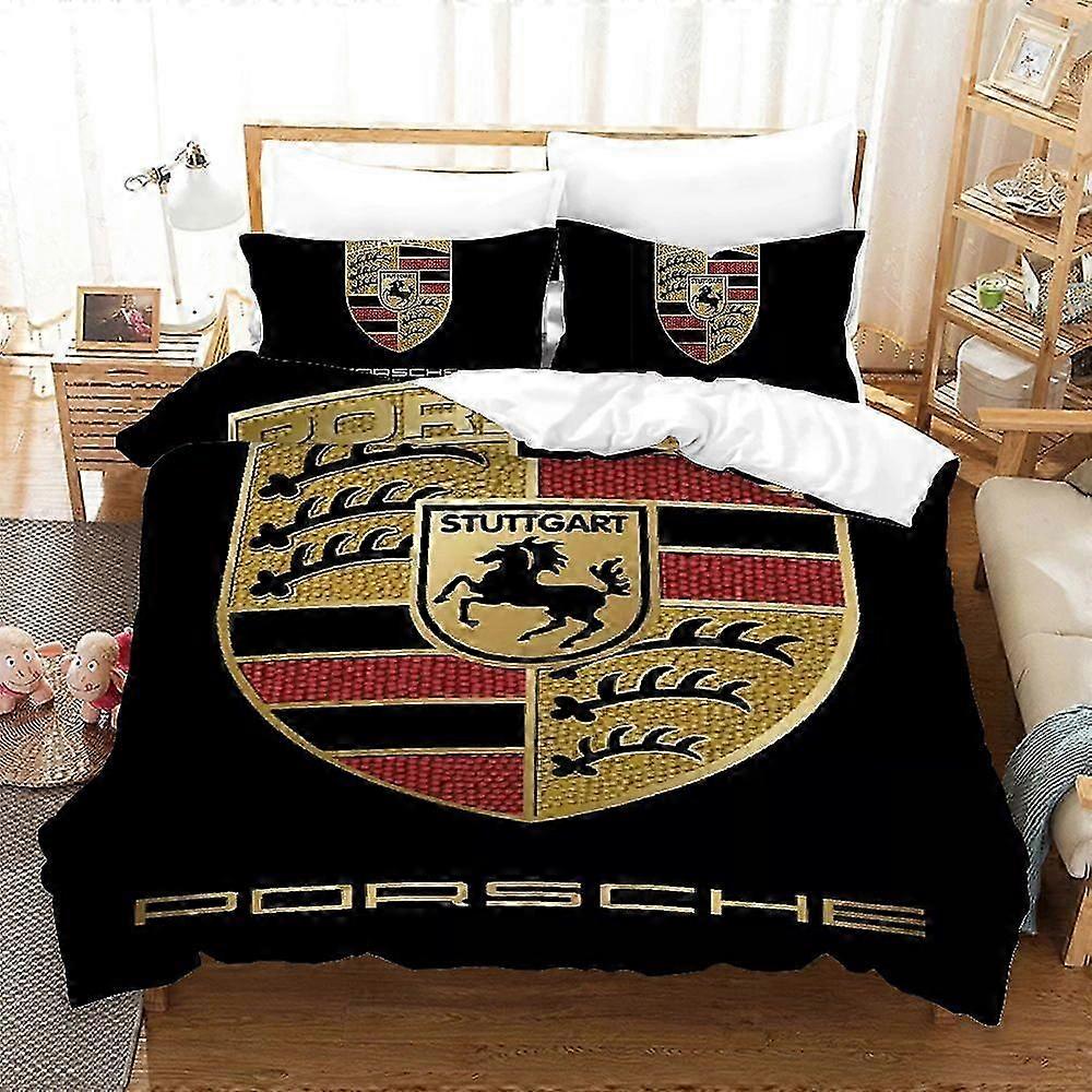 Conjunto de cama de casal com capa de edredom, conjunto de cama com capa de edredom tamanho queen, conjunto de edredom com fronha, conjunto de capa de edredom Porsche-e de 3 peças
