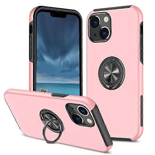 Compatible with iPhone 14 Plus Hybrid Case with Finger Ring - Pink Pink