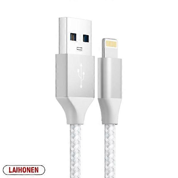 LAIHONEN USB Cable compatible with iPhone 5-14, SE, Pro Max, 1m/2m/3m, Fast Charging iOS Data Charger Cord, White 2m