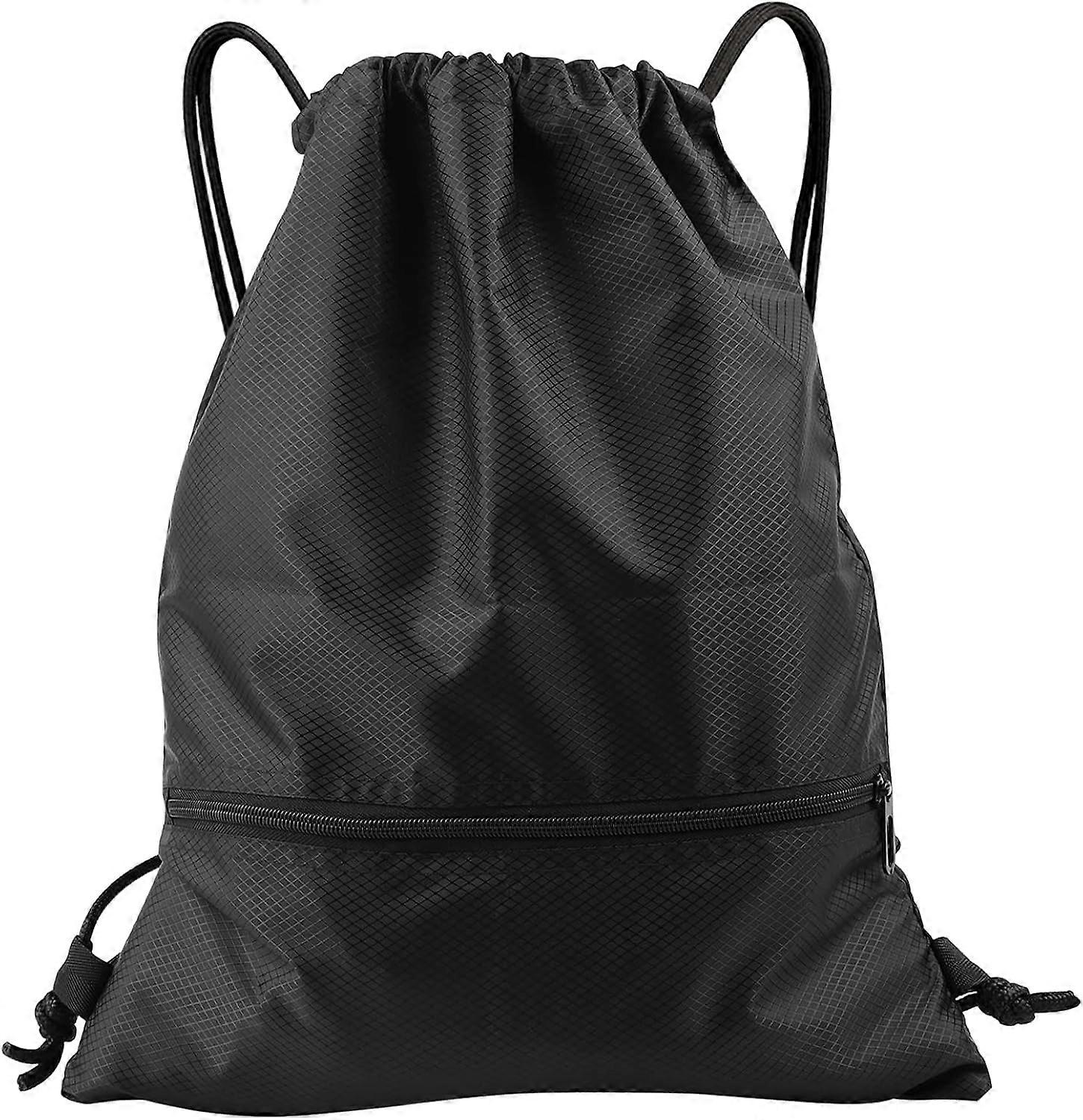 Drawstring gym bag, waterproof, adjustable drawstring backpack, unisex, black