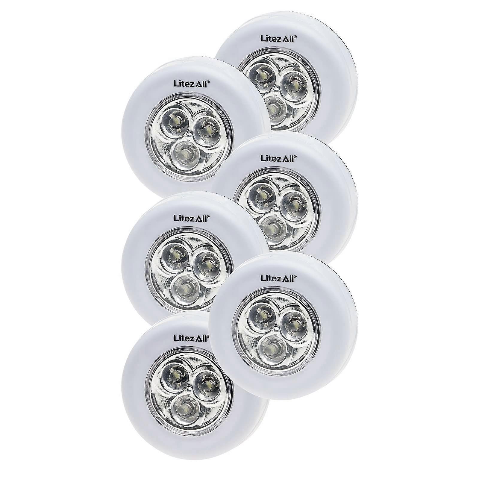 LED Puck Lights 6 Pack Wireless Under Cabinet Lighting Battery Powered Tap On Off 30 Lumens