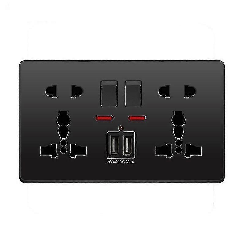 Multifunction 13a Wall Socket Push Button 2.1a Double Usb Charging Ports Three-hole Two-hole Home Wall Outlet Button