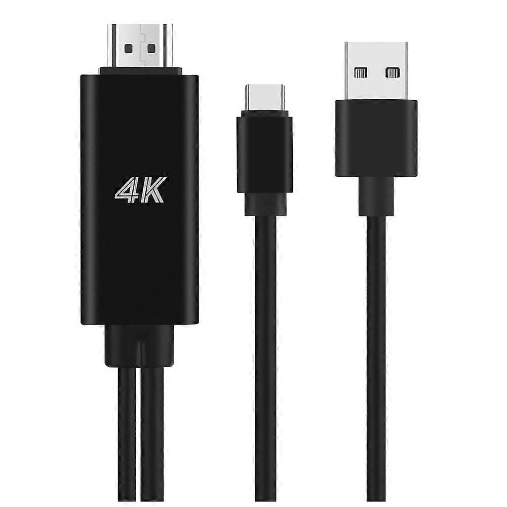 2 In 1 USB C 3.1 TypeC to HDMI 4K 30Hz Adapter Cable, USB Power, Phone to Projector TV, Black