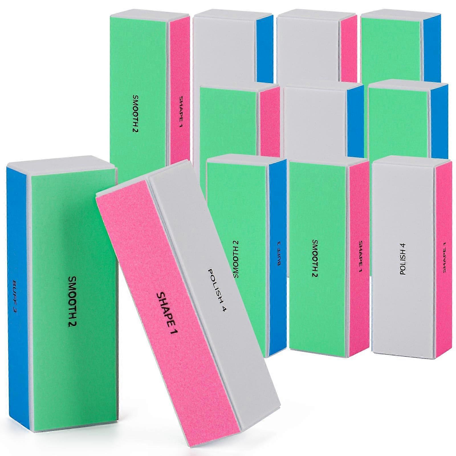 12pcs 4 Way Nail Buffer Block, Professional 4 Step Buffers for Natural and Acrylic Nails, MultiGrit