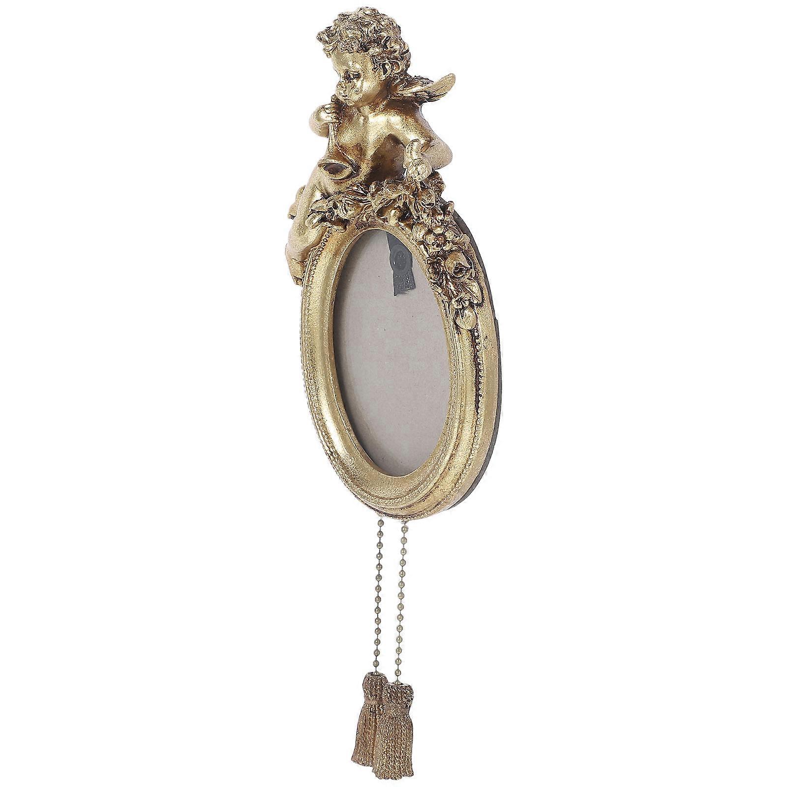 Small Picture Frame Embossed Angel Design Indoor Use Rectangular Shape Resin Material Hanging 1Pcs