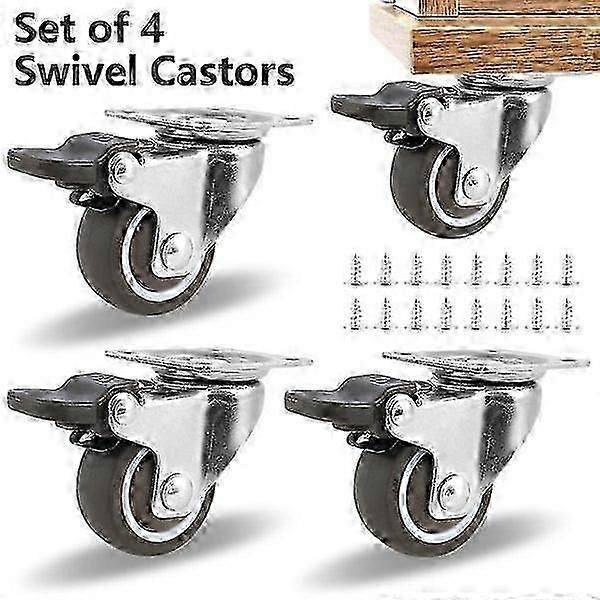 4PCS Heavy Duty Small Castor Wheels with Brake 26s