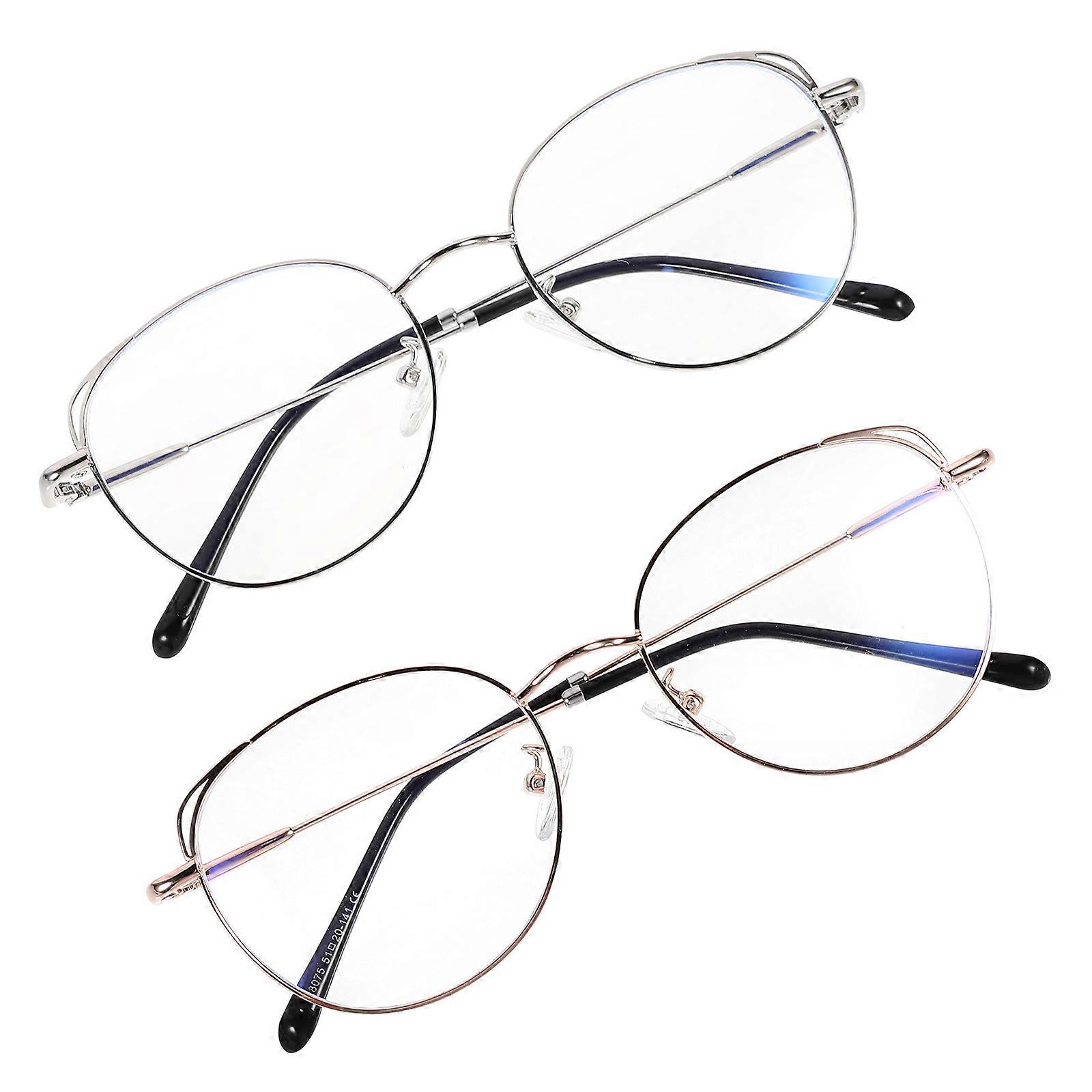 Blue Light Blocking Eyeglasses Metal Frame for Eye Comfort 2Pcs