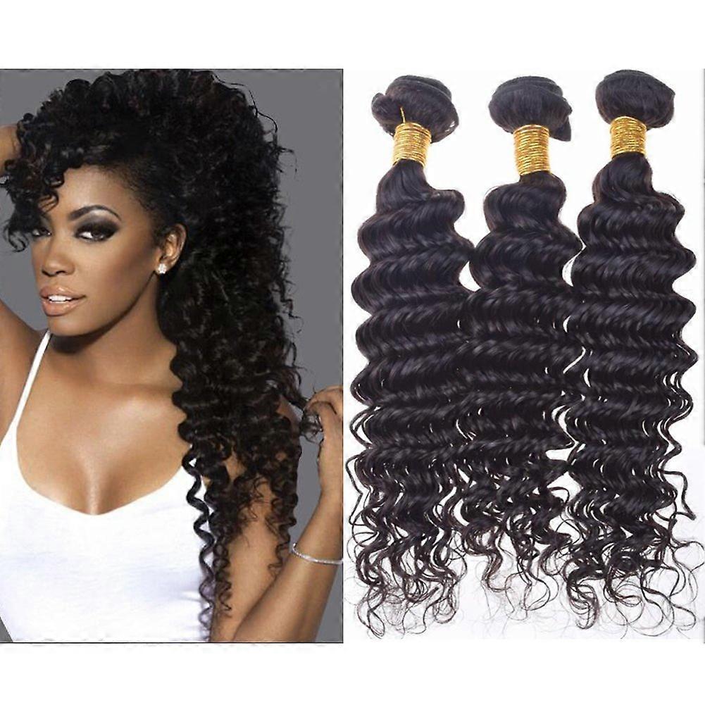 Peruvian Deep Wave Human Hair Bundles 7A Virgin Extensions 3Pcs Unprocessed Weave 14 16 18