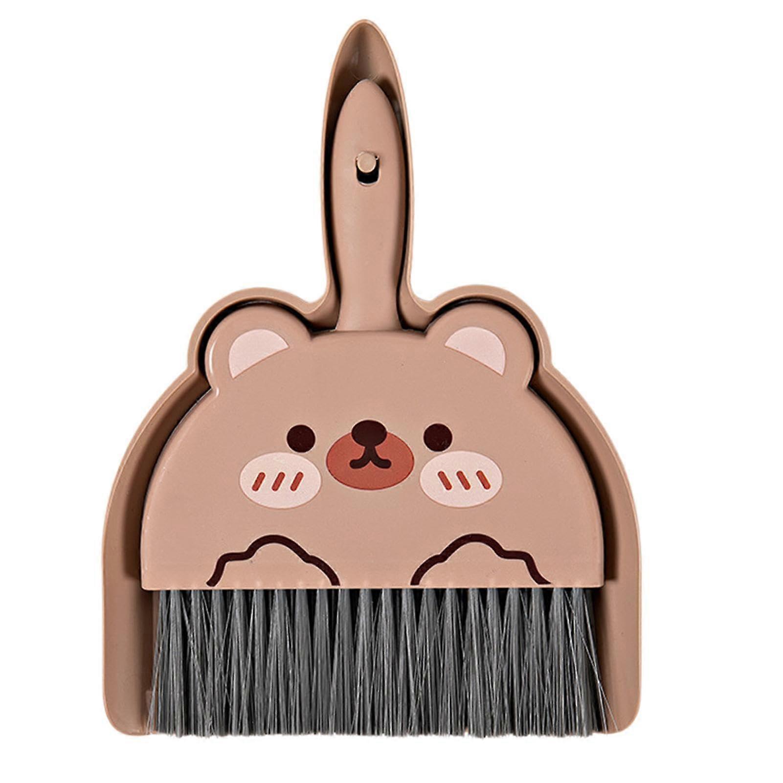 Mini Broom and Dustpan Set with Easy Grip Handle, Cartoon Style, MultiSurface Desktop Cleaning