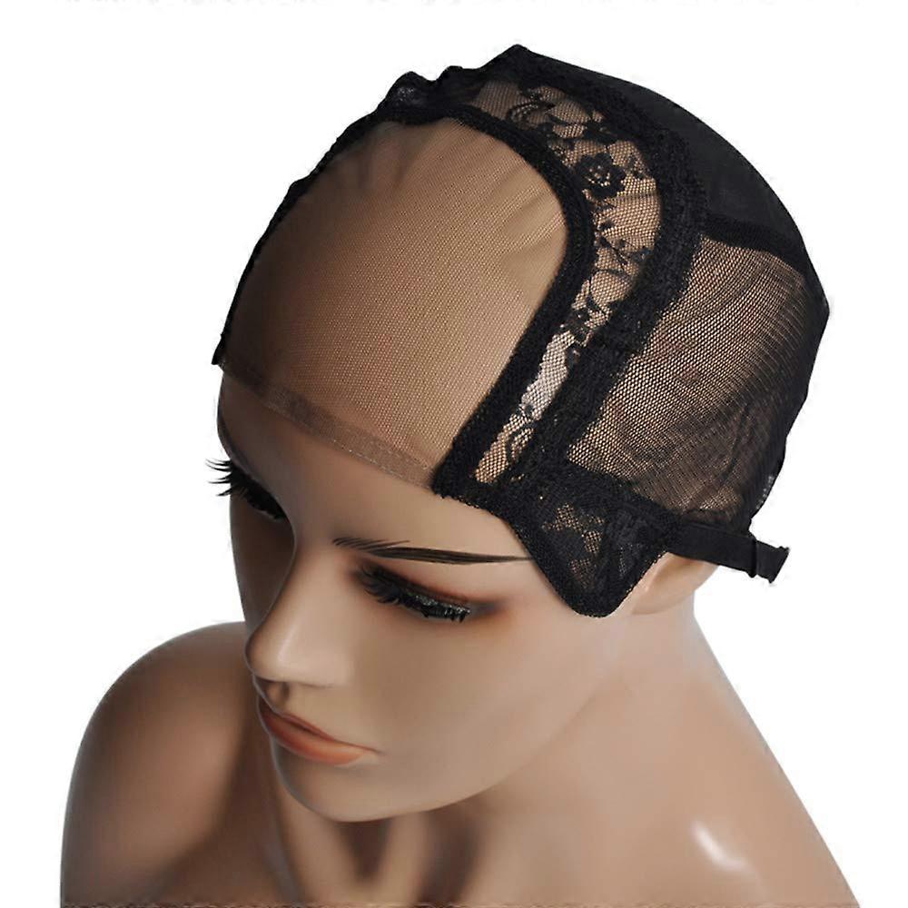 4x4 U Part Wig Cap with Combs and Adjustable Straps Glueless Lace Front Wig Cap Small Black