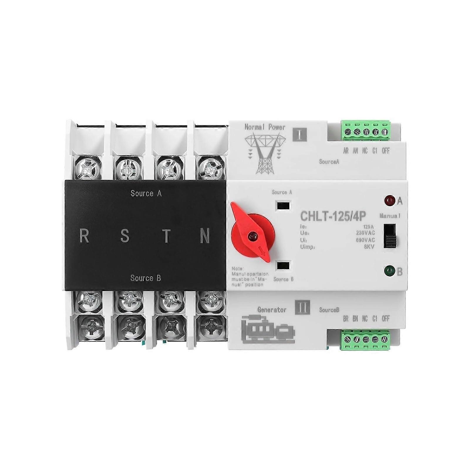 Automatic Transfer Switch Dual Power 2P 63A with Backup Switching and Rail Mounted Installation