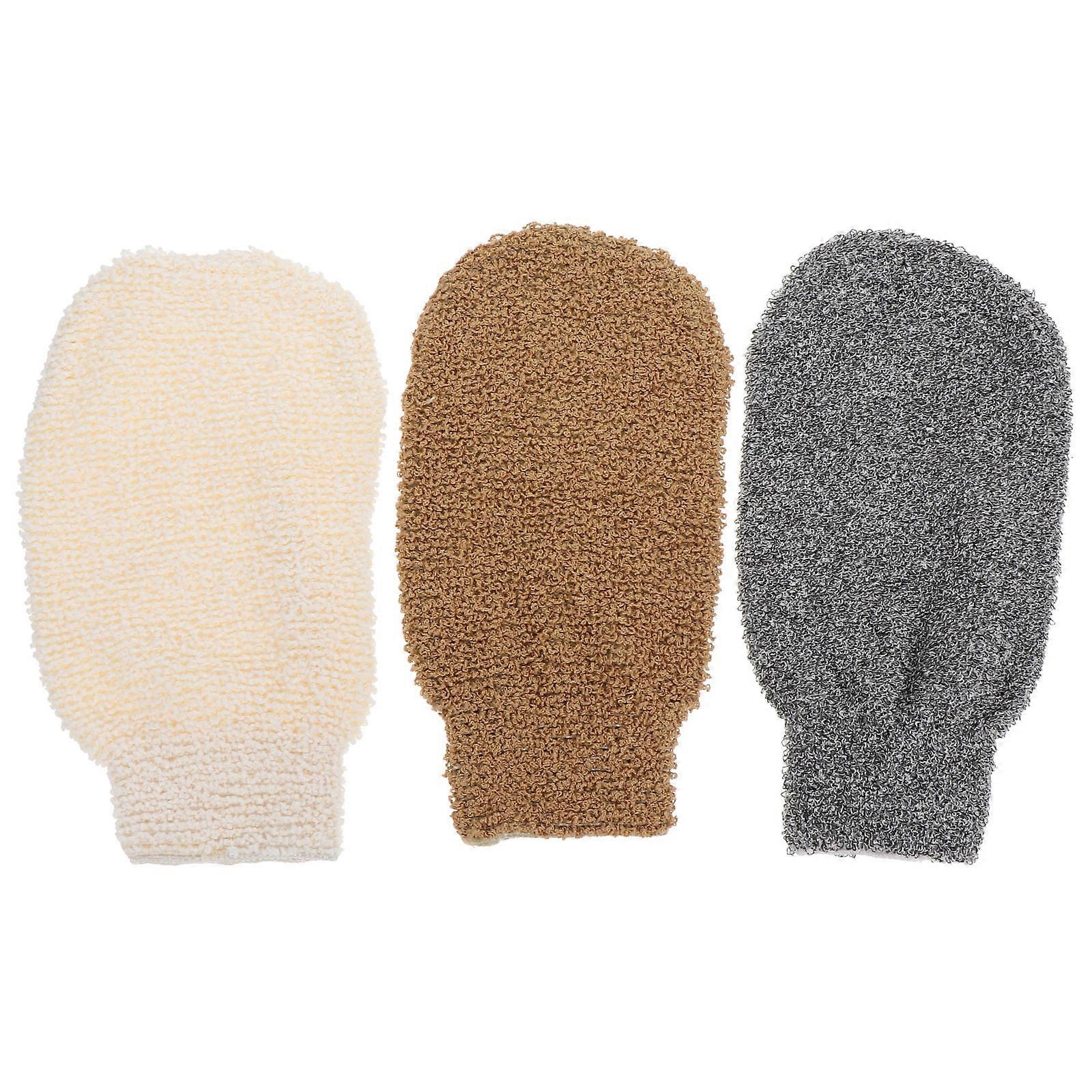 Bath Scrub Towel Exfoliating Gloves Exfoliating Adults Gray 3Pcs