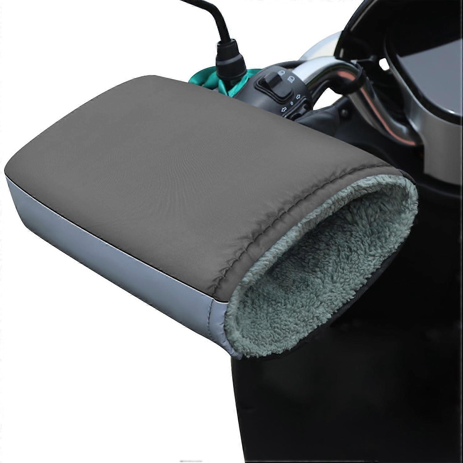 Motorcycle Handlebar Muffs Waterproof Windproof Thermal Plush Lining with Reflective Strip