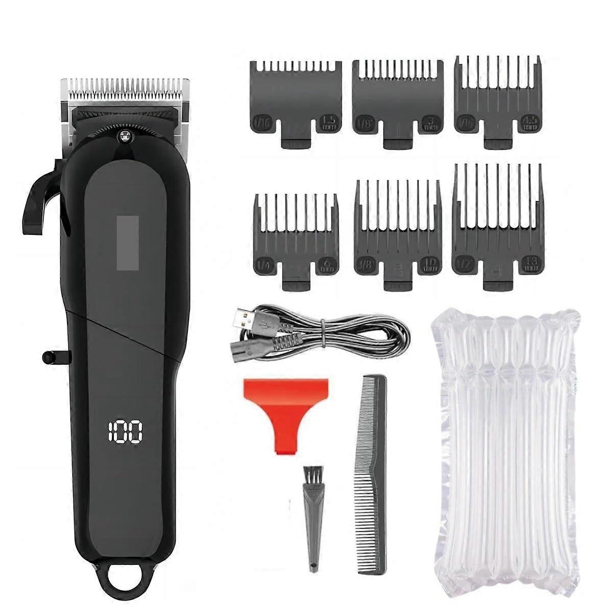 V118 Cordless Hair Clipper for Men with Adjustable Precision Blade, LED Display, 6 Guide Combs