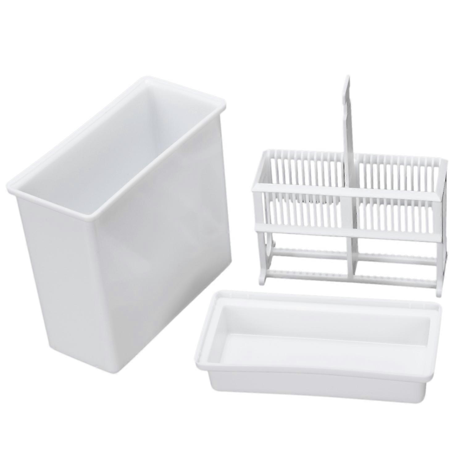 2 in 1 White 24 Pieces Microscope Slides Staining Rack Dish Set