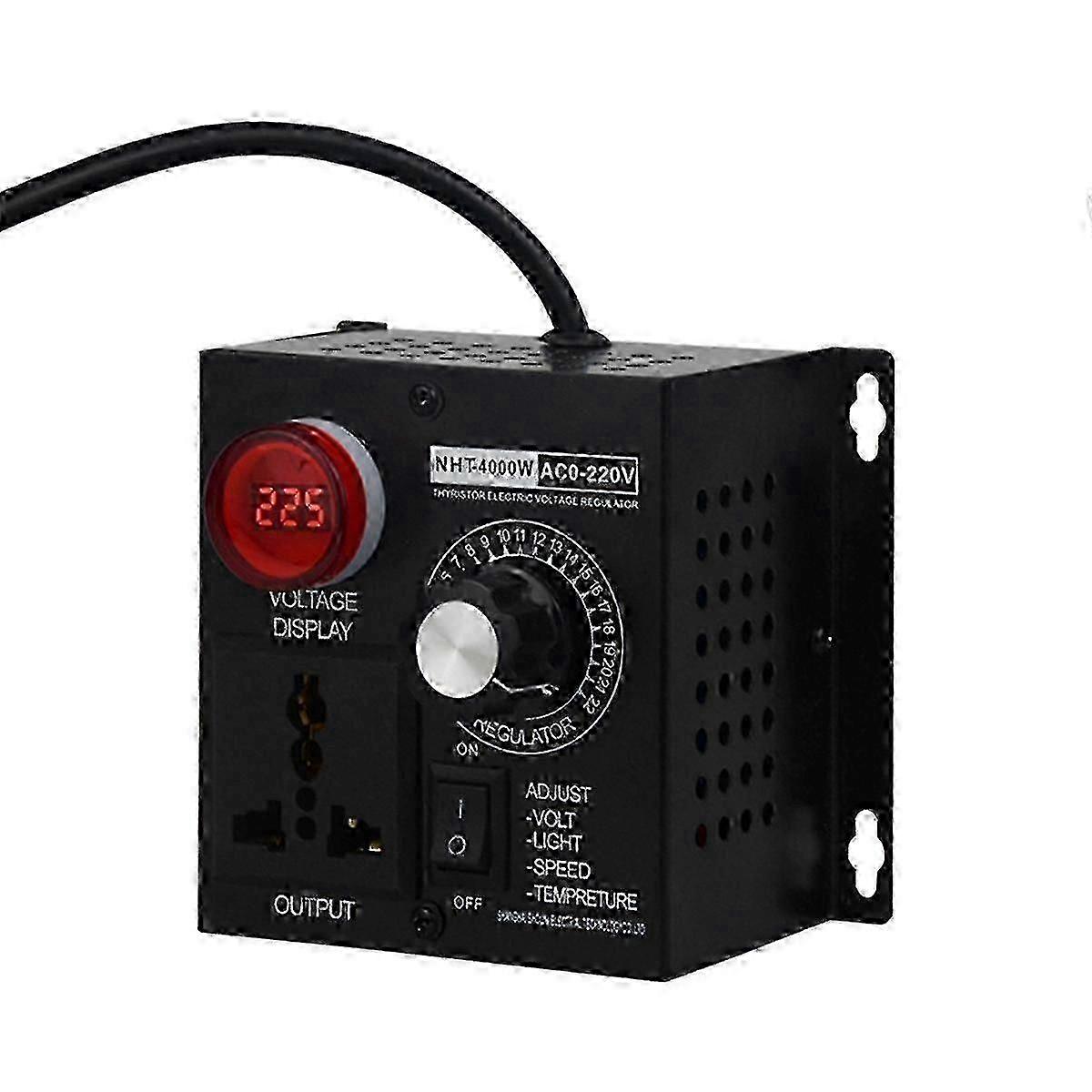 4000w Voltage Regulator Portable Speed Adjustable Voltage Regulator Compact Variable Voltage Controller Us Plug