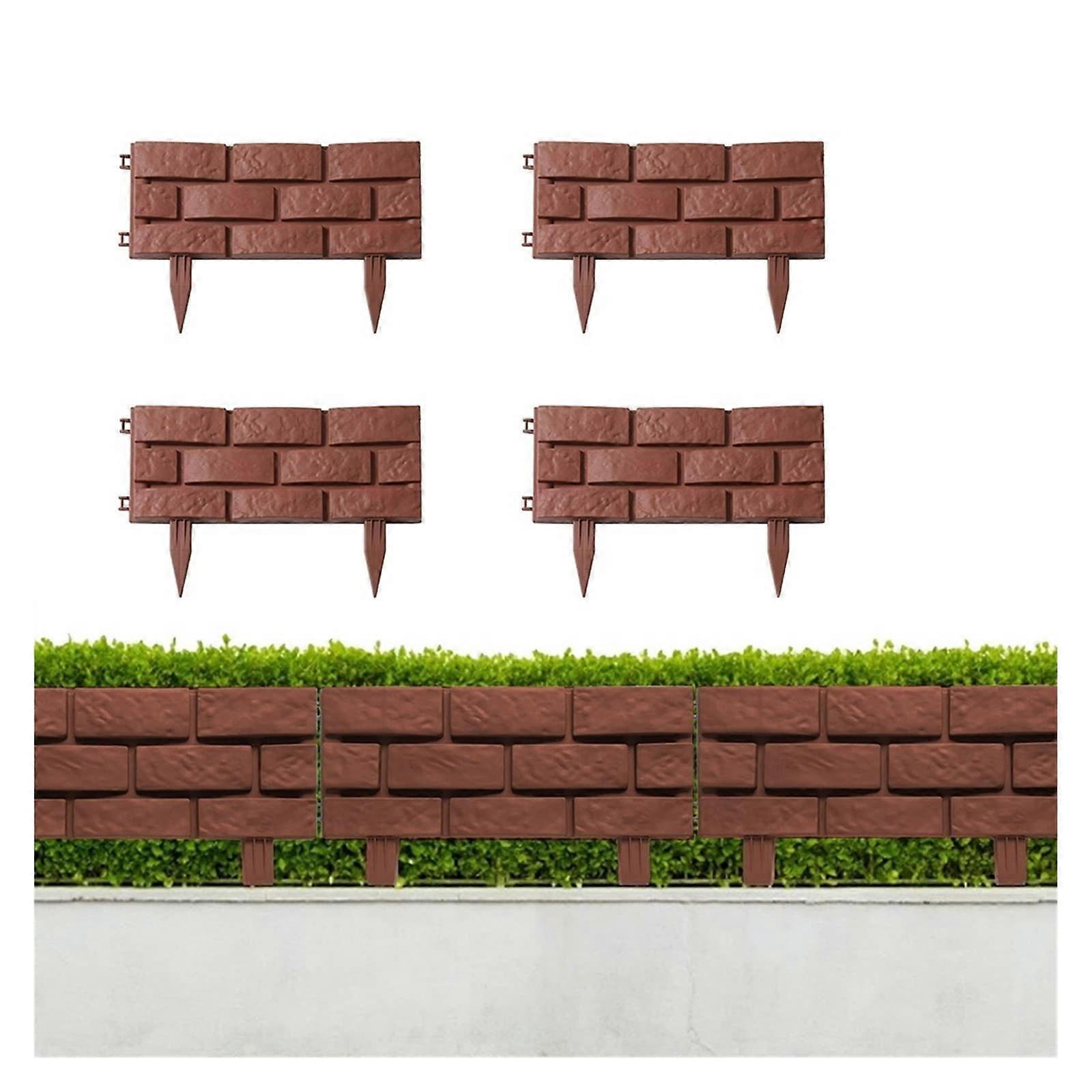 7 Inch Landscaping Edging Bricks for Flower Bed Borders, Brown 4 Pack Replacement Set