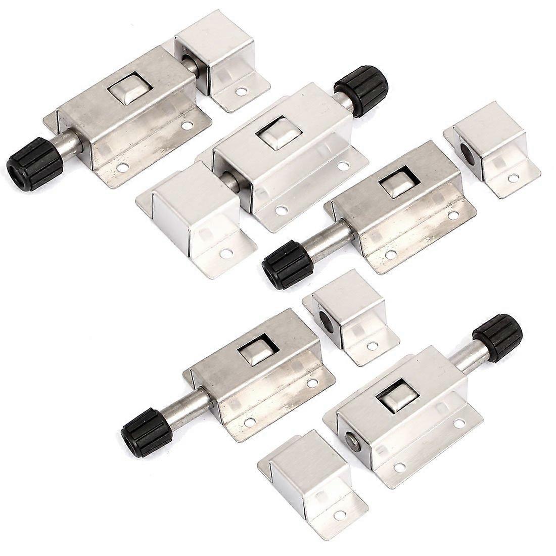 Stainless Steel Spring Loaded Door Latch Bolt Set, Push Button Security Lock, 5pcs