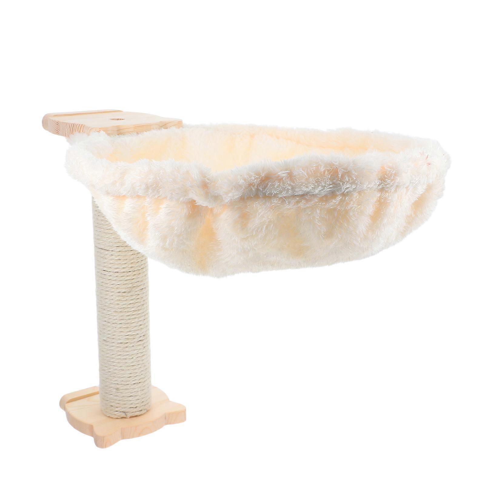 Beige Cat Hammock for Cats Spoon-Shape Soft Lint Hammock 1Set