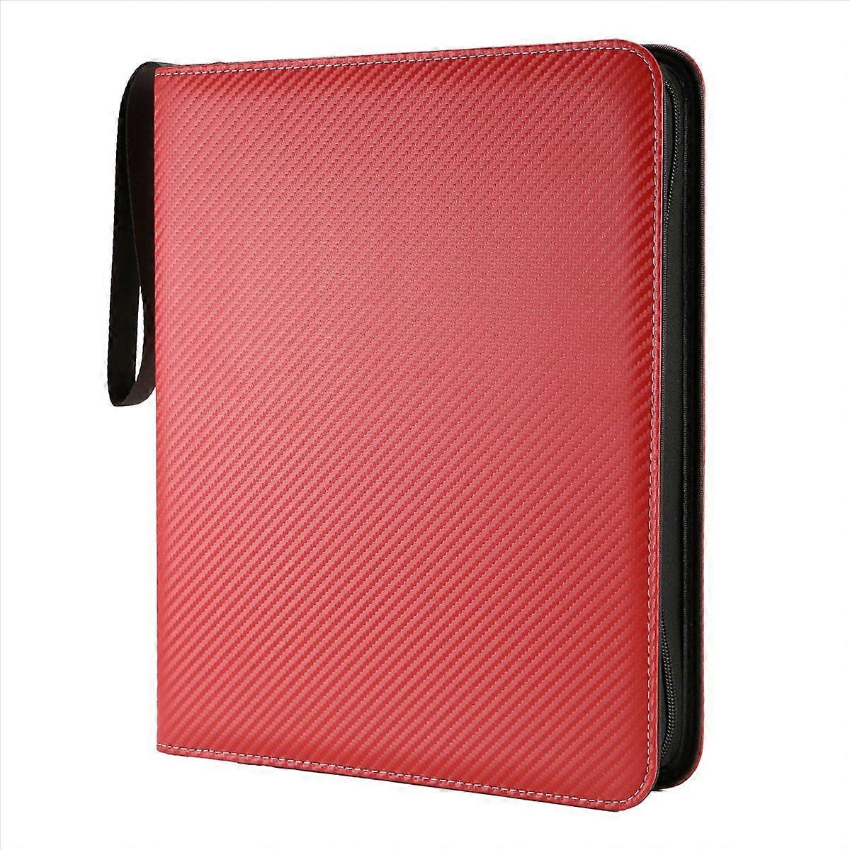Trading Card Binder, 9 Pockets Baseball Card Binder Sleeves red