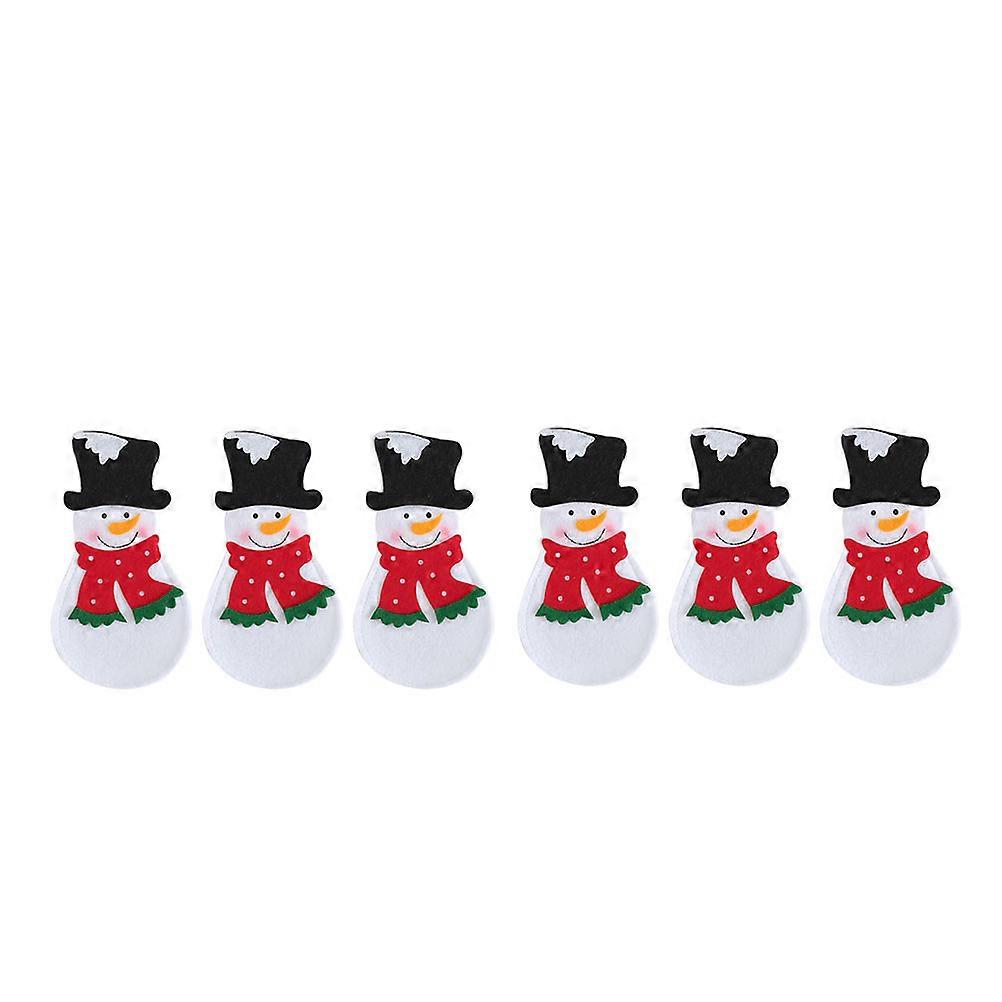 Christmas Tableware Bags Snowmen Pattern for Silverware Holder 6Pcs Pouch Set