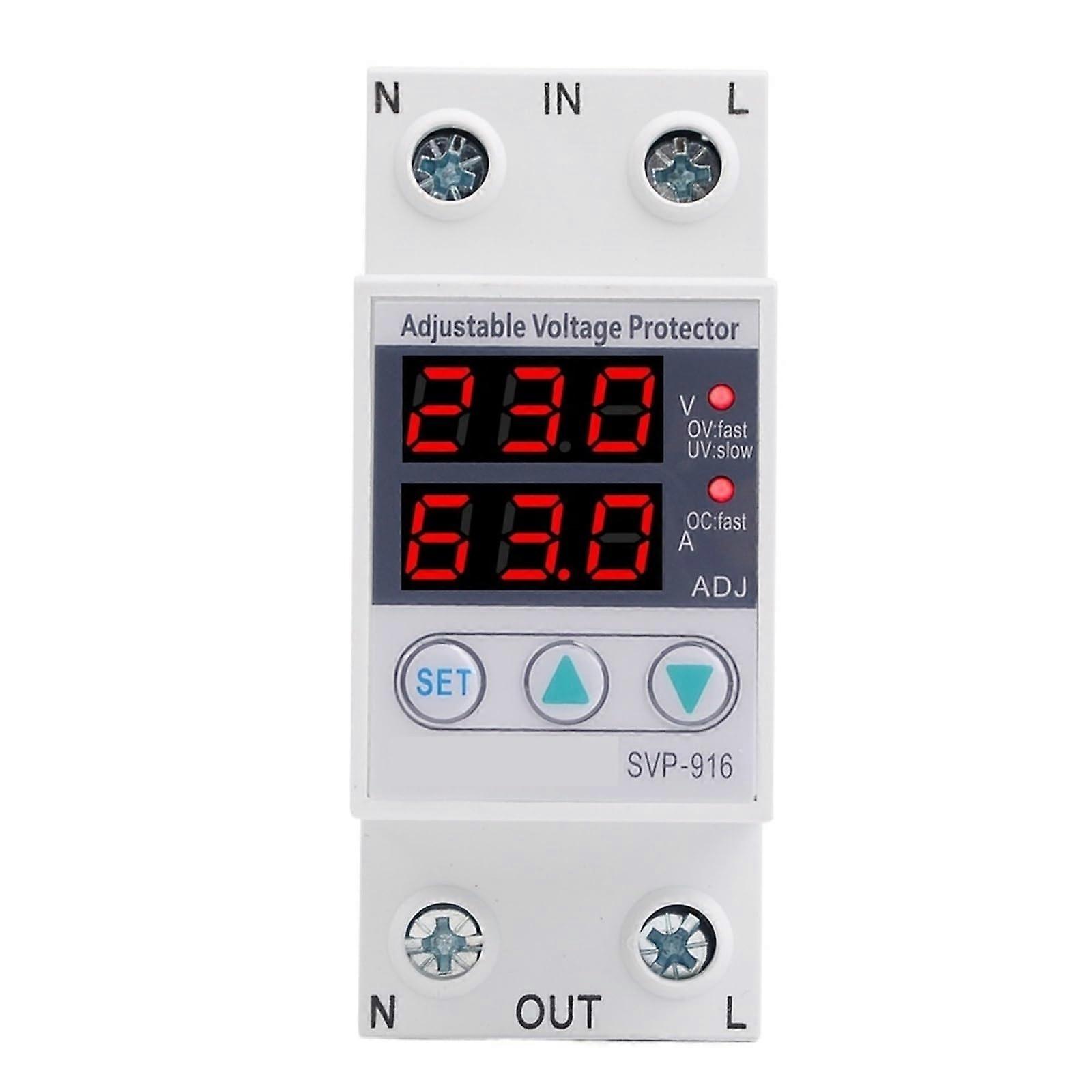 Automatic Voltage Relay Surge Protector 80A Dual Display Adjustable Over Under Voltage Control