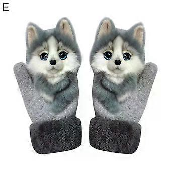 Cute Warm Winter Thickening Cartoon Simulation Animal Gloves Full Finger Mittens#E