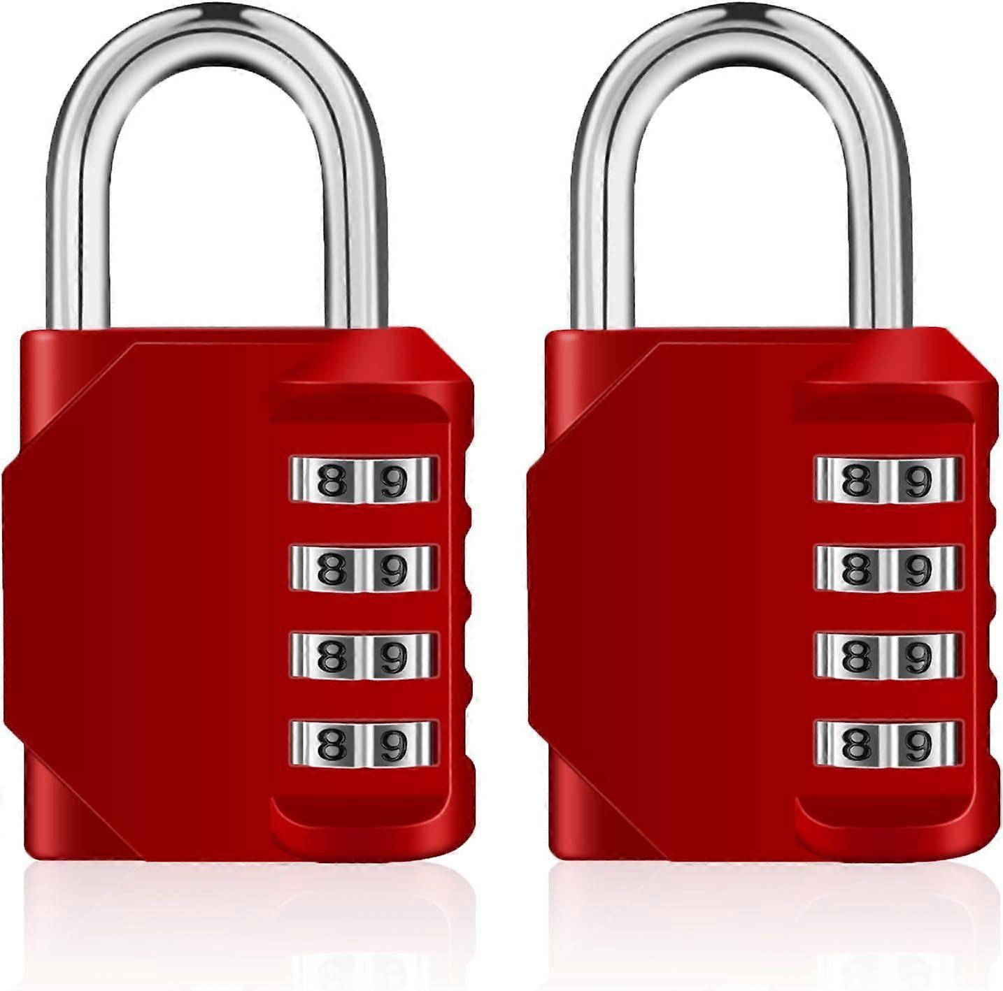 Digit Code Locker Lock, Red Code Lock for Sports Locker, Locker Room, School Wardrobe (2 Pieces, Red)