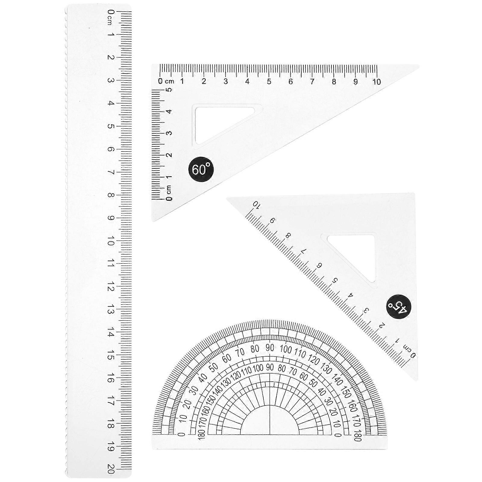 Transparent Geometry Drawing Tool Ruler for Students 3Sets Design Use