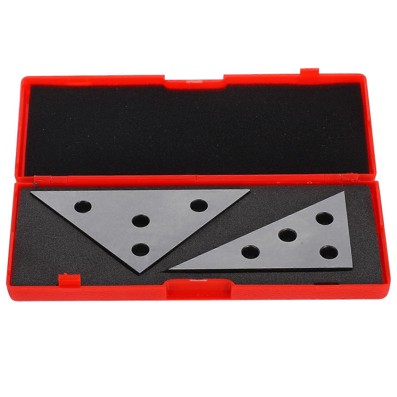 Silver Triangular Angle Block Calibration Set for Industrial Use 2Pcs Gauge