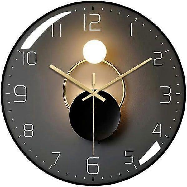 Modern Silent Wall Clock (Black), 30 cm Diameter Wall Clock, Round