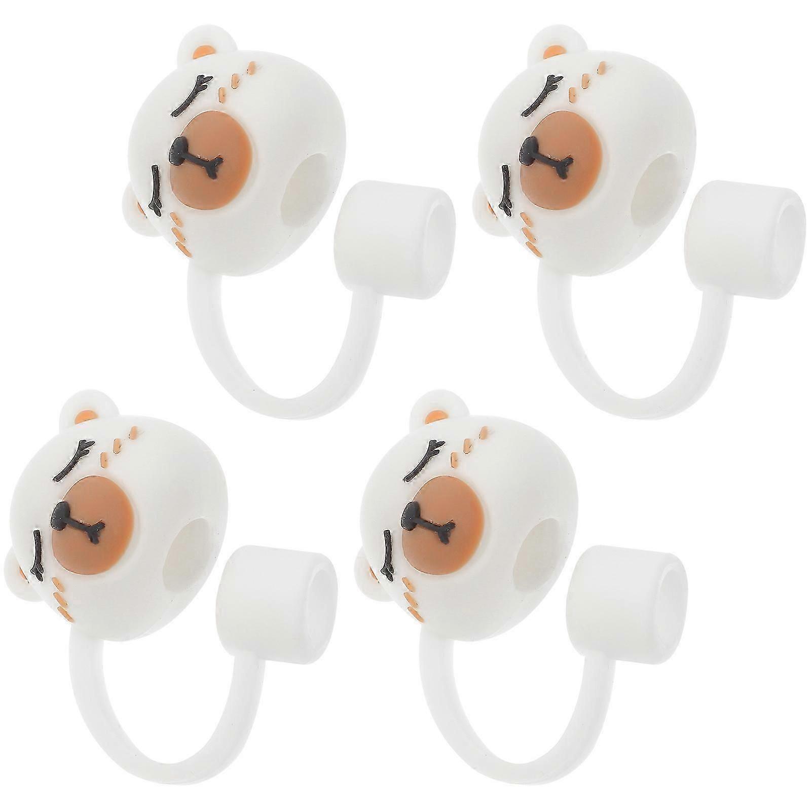 Cover Cartoon Bear Caps for 4Pcs Reusable White Set