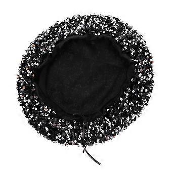 Sparkly Beret Fashion Hat for Women with Sequins 1Pcs