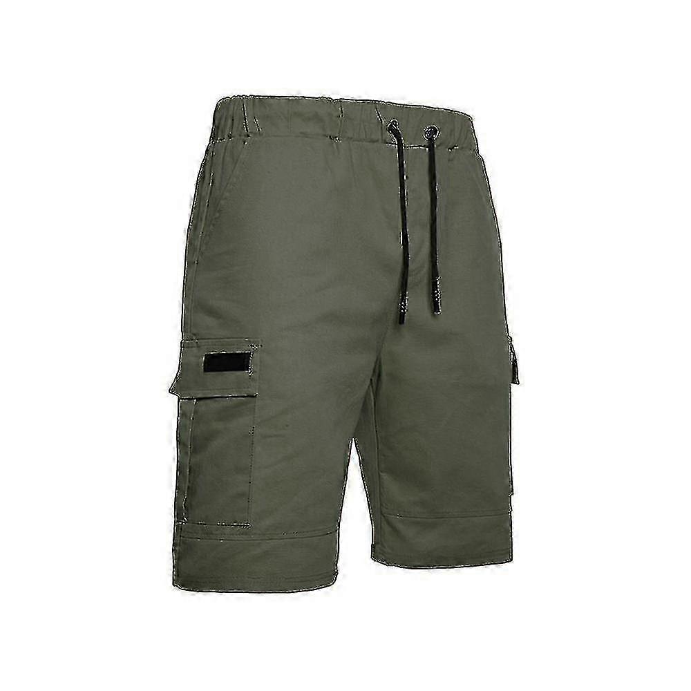 Men Cargo Work Pockets Shorts Drawstring Loose Fit Half Pants