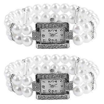Women's Bracelet Watch Imitation Pearl Watch Casual Event Party Dating Elegant White 20X2.95CM Timekeeping 2Set