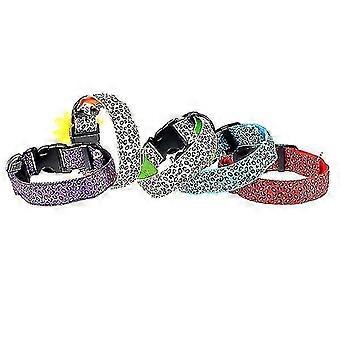 Leopard Led Adjustable,night Safety Nylon Luminous Pet Dog Collar 7 Colors-xl42-56cm Aespa