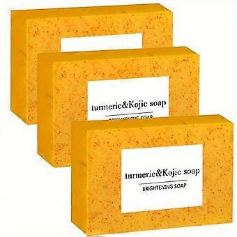 Turmeric & Kojic Acid Soap Bar with Lemon, Handmade Brightening Facial Cleanser, Unisex