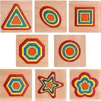 8-teiliges Formpuzzle Kleinkind-Puzzle-Spiele Holzspielzeug Montessori-Form-Sortierpuzzles Kleinkind-Aktivitäten Vorschul-Lernen Früh lernen