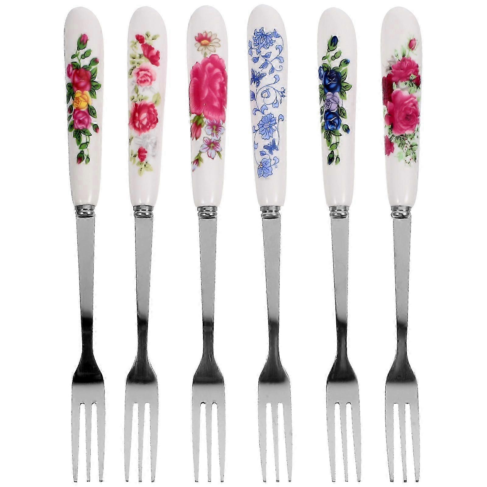 6Pcs Ceramic Handle Dessert compatible withk Multi-function Small compatible withk Portable Fruit compatible withk Dessert Supply
