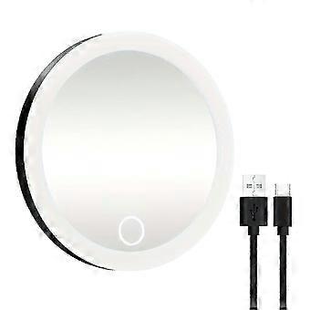 Miroir loupe à ventouse 10x 20x 30x avec lumière LED 3 couleurs USB rechargeable portable pour vanité de voyage