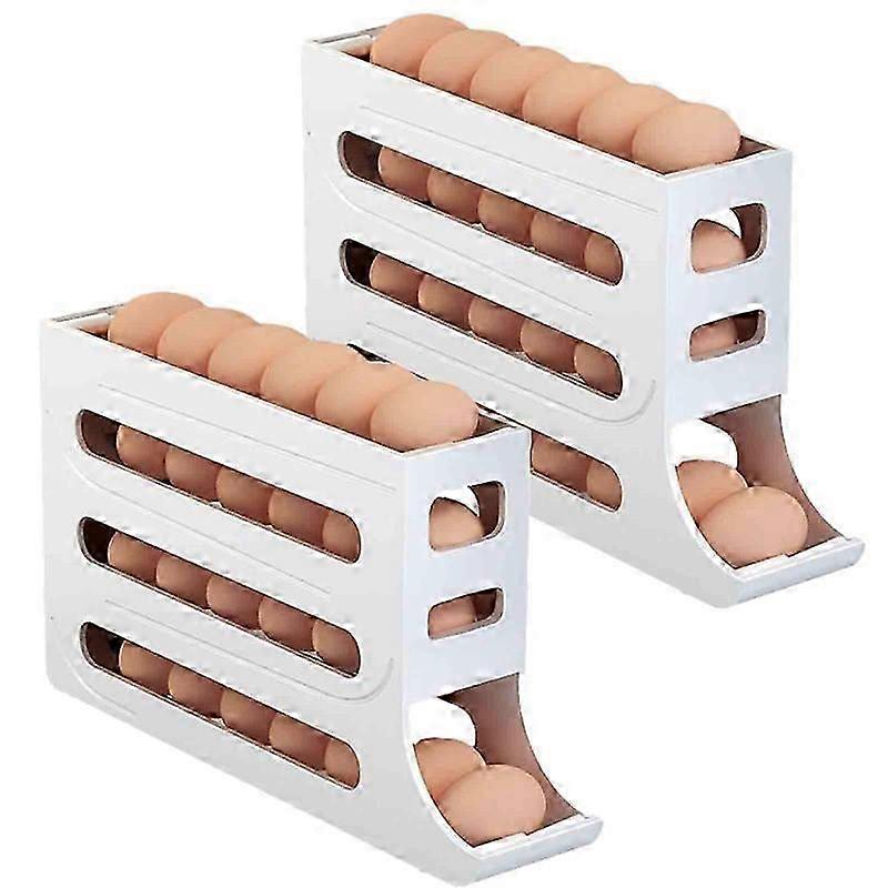 2PCS 4-Tier Auto Rolling Fridge Egg Organizer