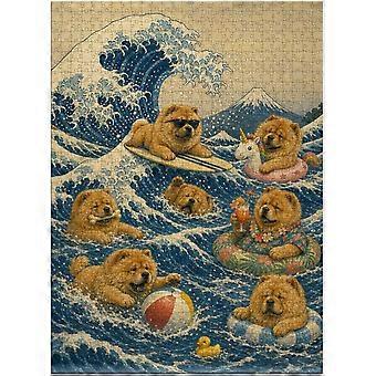 Chow Chows Off Kanagawa Jigsaw Puzzle - Adorable Edition of the Classic Art SQZ075