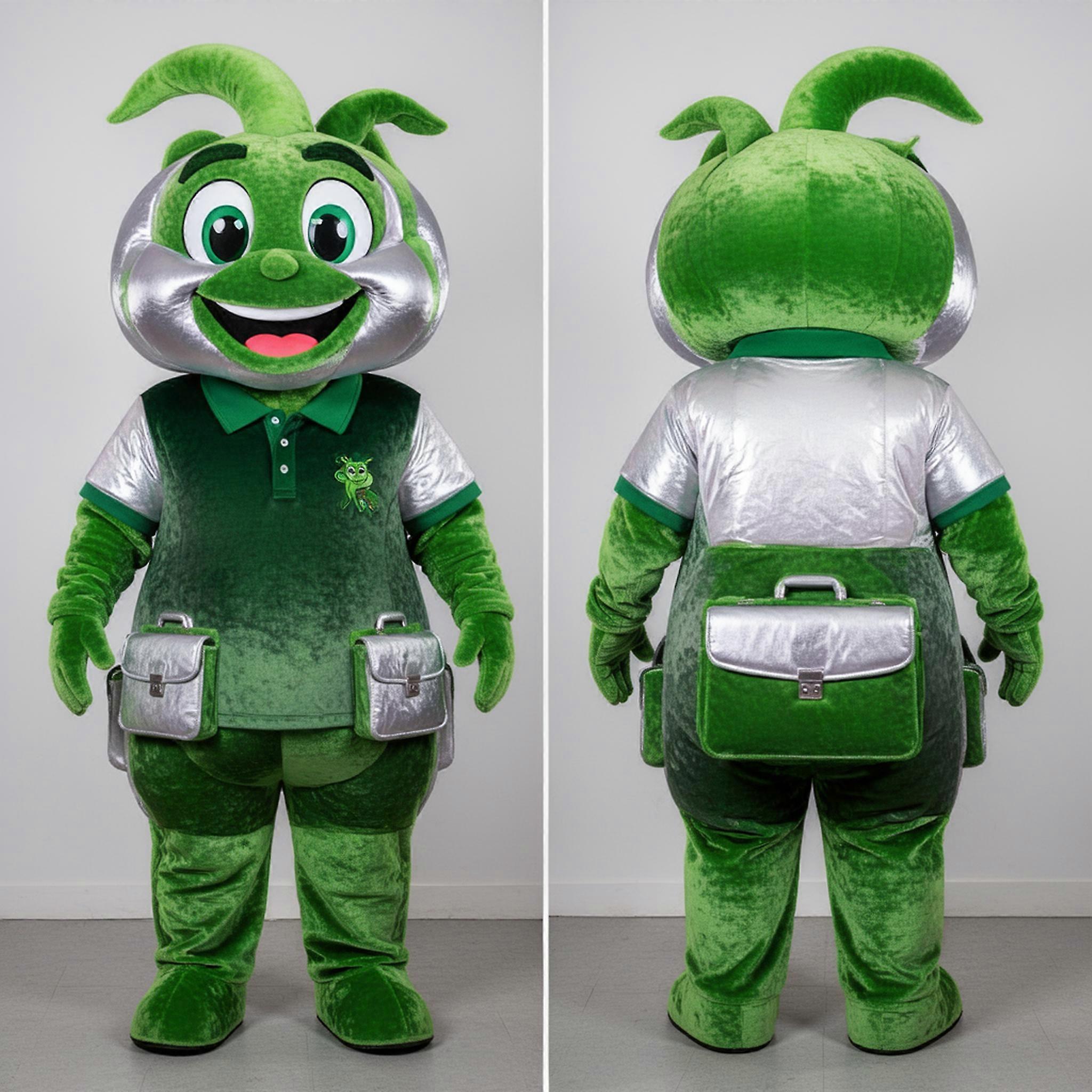 MASTICOT Silver Green Broad Shouldered Beanstalk Mascot