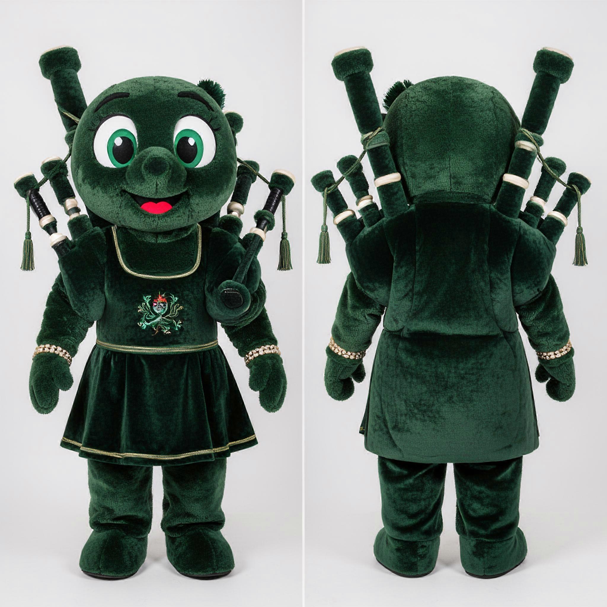 MASTICOT Forest Green Cartoon Bagpipe Mascot