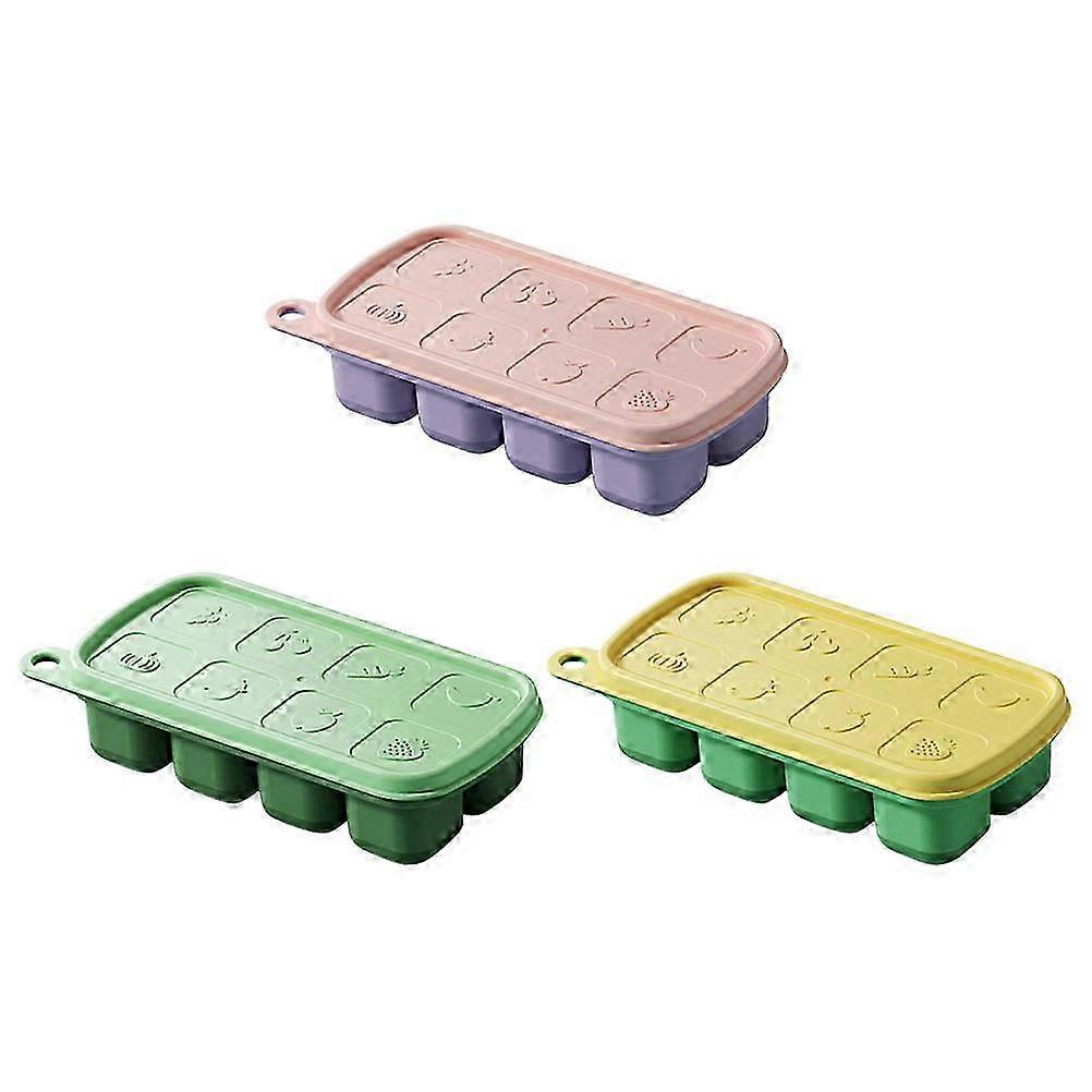 Rectangular Ice Cube Tray 3-Pack, Quick Demould, Food Grade PP, Flexible