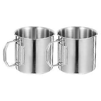 Metal Drinking Cup Camping Coffee Mug with Handle 8Pcs Included