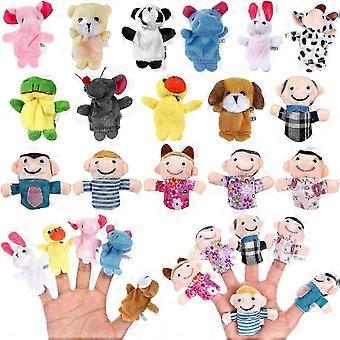 Plush Finger Puppets Set 16pcs Animal Family Members Toys for Kids Story Time Playtime Random Pattern