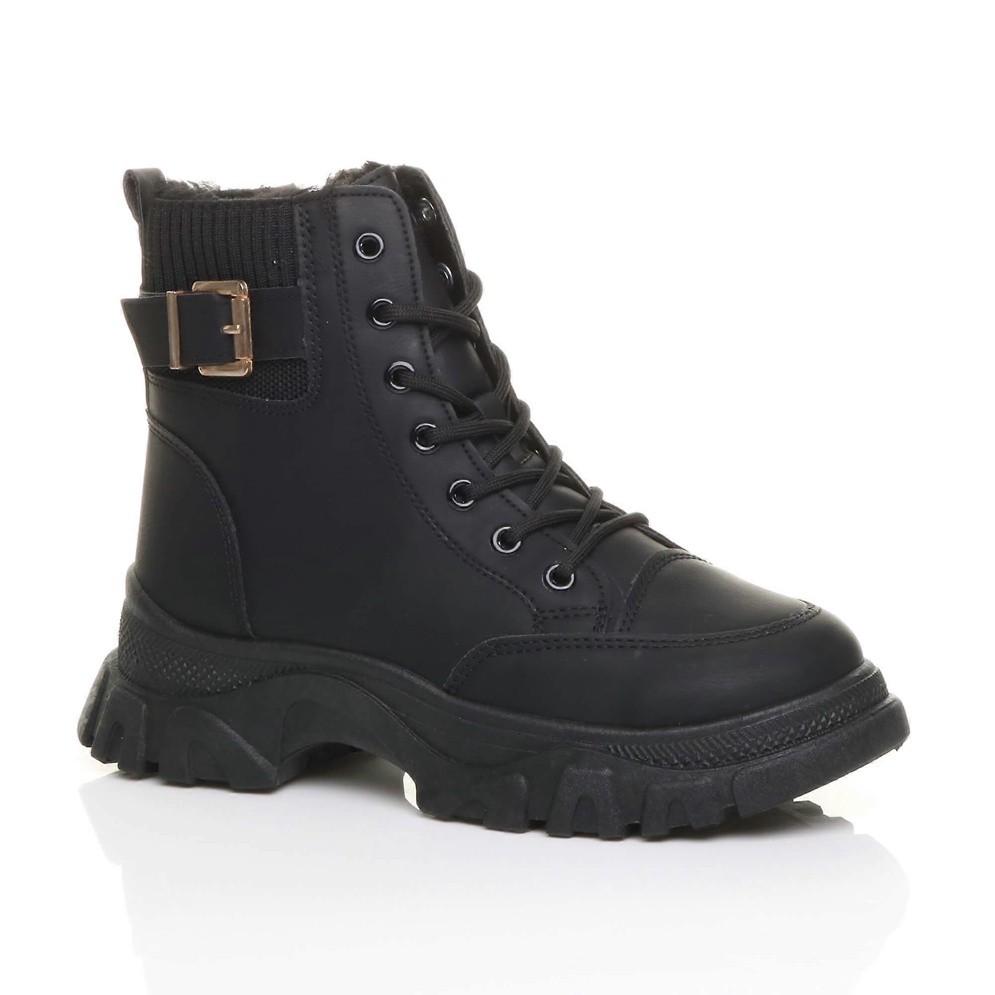 Low Heel Chunky Flatform Ankle Boots