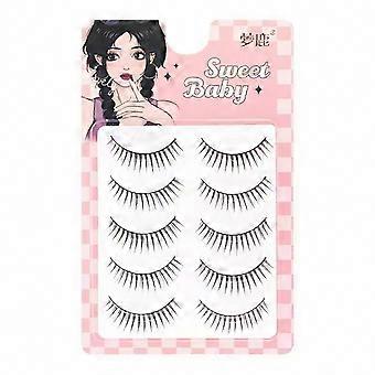 False Eyelashes 5 Pairs Natural Looking Strip Lashes with Black Band