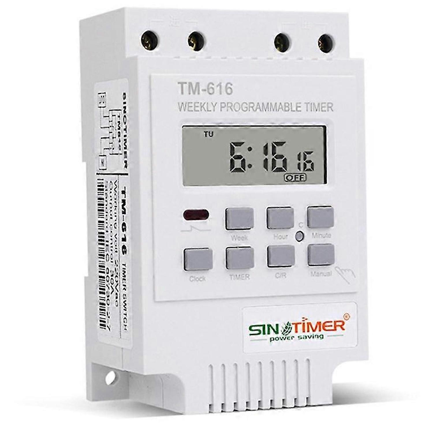 SINOTIMER TM616W-2 30A 220V Electronic Weekly Programmable Digital Time Switch Relay Timer Control T